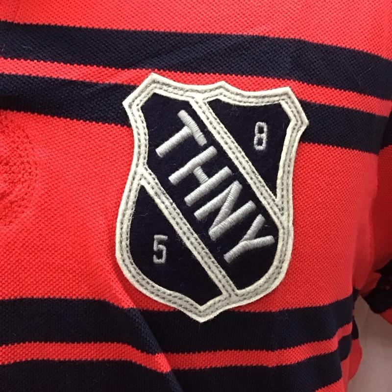 トミーヒルフィガー TOMMY HILFIGER ポロシャツ 半袖 半袖ポロシャツ 半袖シャツ 半袖カットソー M ロゴ、文字 赤 / レッド / X 紺 / ネイビー /  メンズ USED 古着 中古 10111038