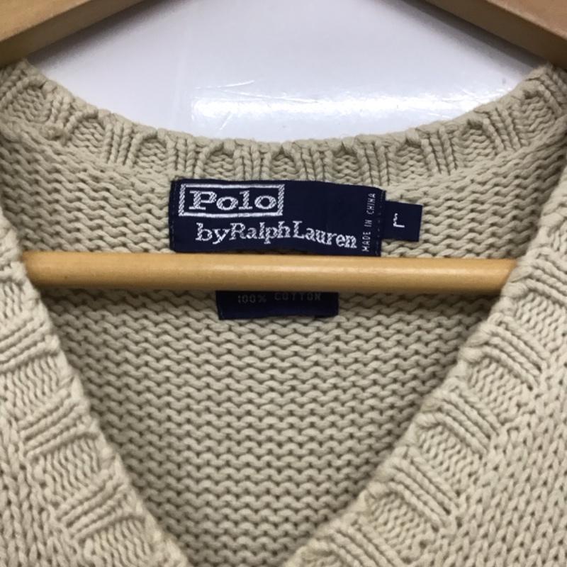 ポロバイラルフローレン Polo by RALPH LAUREN ベスト ベスト ニットベスト ノースリーブカットソー プルオーバー L ロゴ、文字 ベージュ / ベージュ / メンズ USED 古着 中古 10133691