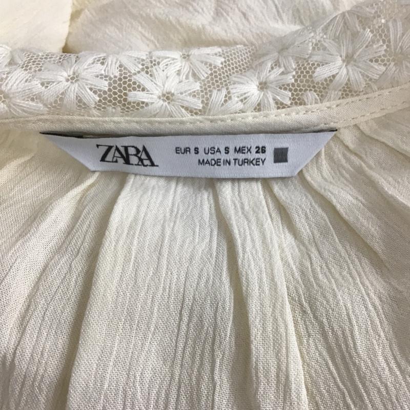 ザラ ZARA カットソー 長袖 7484 058 712 刺繍カラーブラウス ビッグカラー S 無地 アイボリー / アイボリー /  レディース USED 古着 中古 10107156