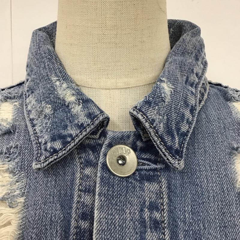 ジェイダ GYDA ジャケット、上着 ジャケット、ブレザー 071940200601 ダメージ加工 Gジャン デニムジャケット FREE 無地 インディゴ / インディゴ / レディース USED 古着 中古 10110260