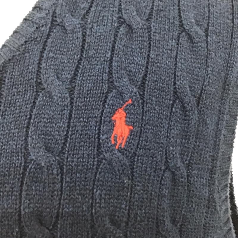 ポロラルフローレン POLO RALPH LAUREN ベスト ベスト コットンニット ケーブル編み Vネック XL ワンポイント 紺 / ネイビー / メンズ USED 古着 中古 10123513