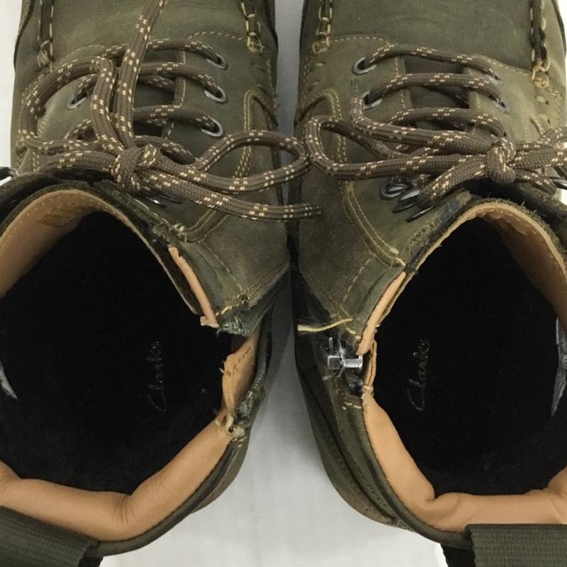 クラークス Clarks ブーツ ショートブーツ 61384438 レースアップブーツ ファスナー UK8 US:9 ロゴ、文字 カーキ / カーキ / メンズ USED 古着 中古 10124189