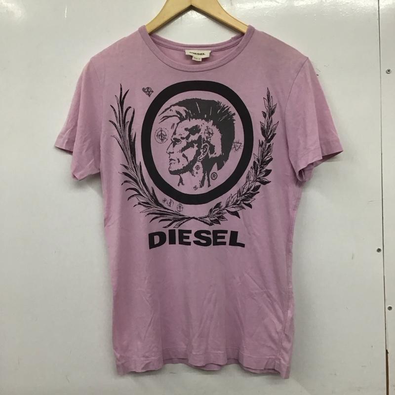 ディーゼル DIESEL Tシャツ 半袖 半袖カットソー プリントTシャツ クルーネックカットソー S プリント 桃 / ピンク / メンズ USED 古着 中古 10139176