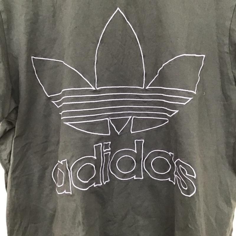 アディダス adidas Tシャツ 半袖 du9983 ボーイフレンドTシャツ 半袖カットソー プリントTシャツ L ロゴ、文字 灰 / グレー / レディース USED 古着 中古 10128747