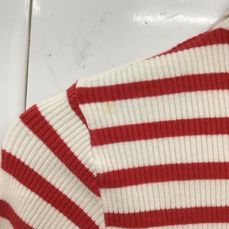ドルチェアンドガッバーナ DOLCE&GABBANA カットソー 長袖 長袖カットソー タートルネックカットソー 長袖Tシャツ ロングスリーブカットソー 34 ボーダー柄 白 / ホワイト / X 赤 / レッド / レディース USED 古着 中古 10112094
