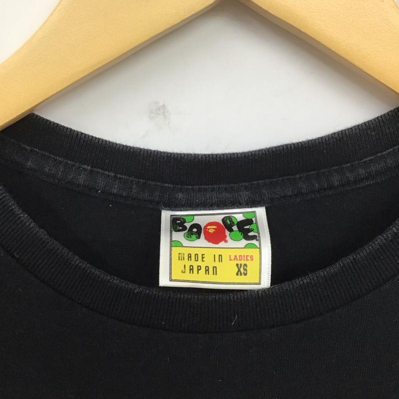 ベイプ BAPE Tシャツ 半袖 半袖カットソー プリントTシャツ クルーネックカットソー XS プリント 黒 / ブラック / レディース USED 古着 中古 10109164