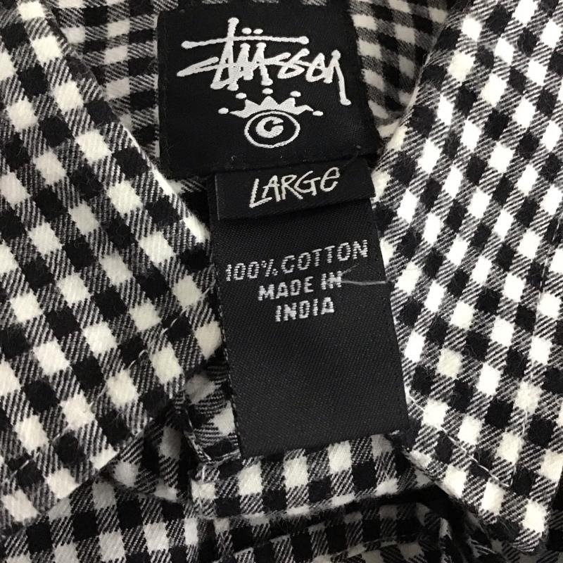 ステューシー STUSSY シャツ、ブラウス 半袖 半袖シャツ チェックシャツ カラーシャツ L チェック 白 / ホワイト / X 黒 / ブラック / メンズ USED 古着 中古 10141682