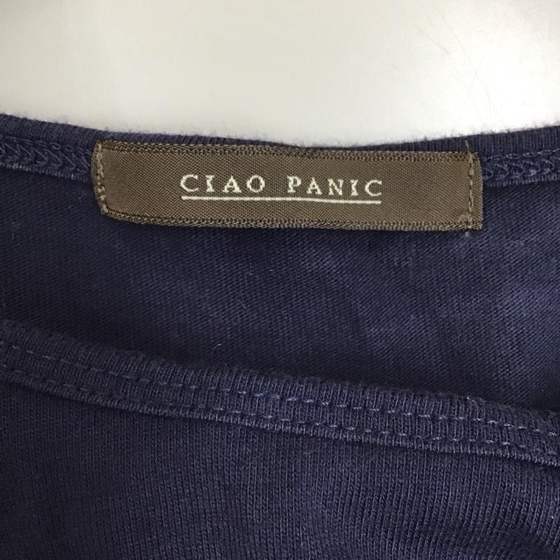 チャオパニック CIAOPANIC ワンピース ひざ丈スカート PAC70966 半袖 Tシャツワンピース M ロゴ、文字 紺 / ネイビー / レディース USED 古着 中古 10115463