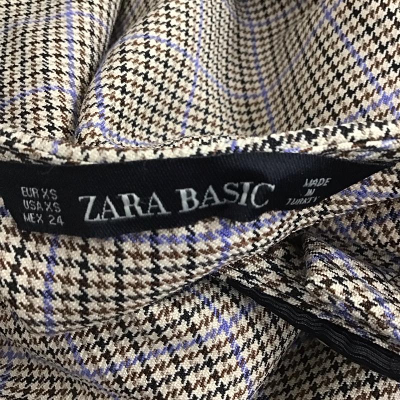 ザラベーシック ZARA BASIC カットソー 長袖 3564 057 756 パールボタン XS チェック ベージュ / ベージュ / X 茶 / ブラウン / X 黒 / ブラック / X 紫 / パープル / レディース USED 古着 中古 10120396