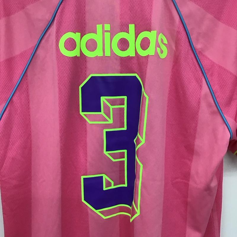 アディダス adidas ポロシャツ 半袖 KD2255 ジャカードストライプジャージー 半袖ポロシャツ M ロゴ、文字 桃 / ピンク / メンズ USED 古着 中古 10135846