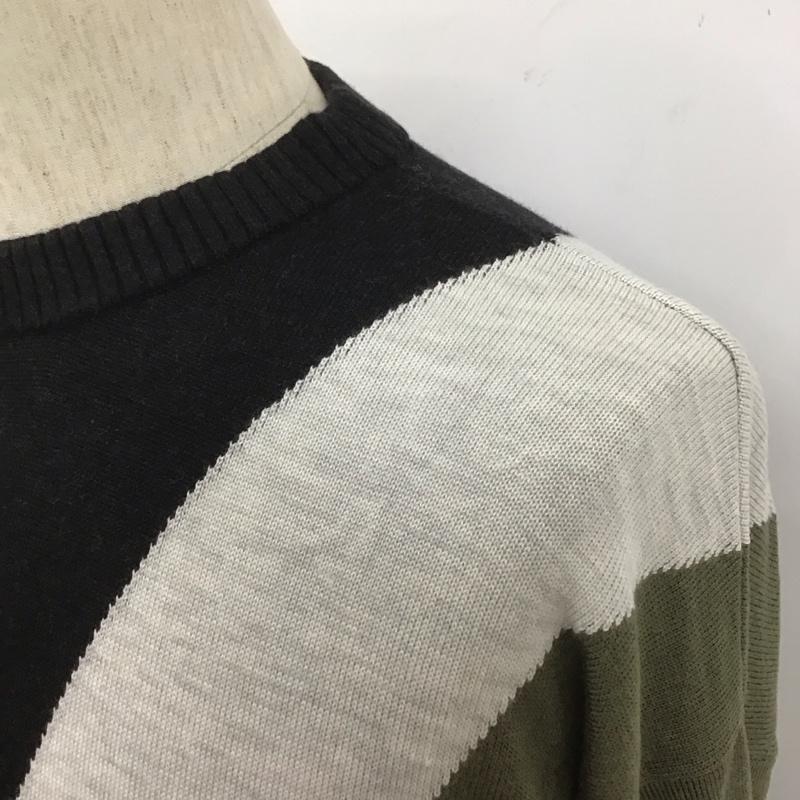 デンハム DENHAM ニット、セーター 長袖 長袖ニットカットソー クルーネックカットソー セーター リブニットカットソー 3 無地 黒 / ブラック / X 灰 / グレー / X カーキ / カーキ / メンズ USED 古着 中古 10107108
