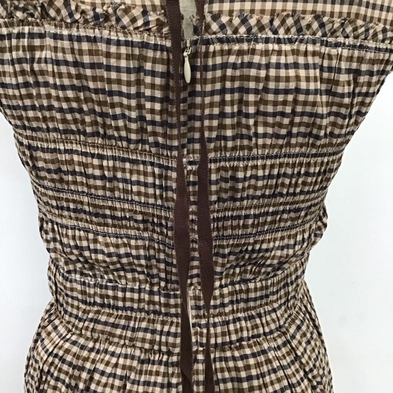 スナイデル SNIDEL ワンピース ロングスカート SWFO194021 シャーリングノースリワンピース 0 チェック ベージュ / ベージュ /  レディース USED 古着 中古 10133372
