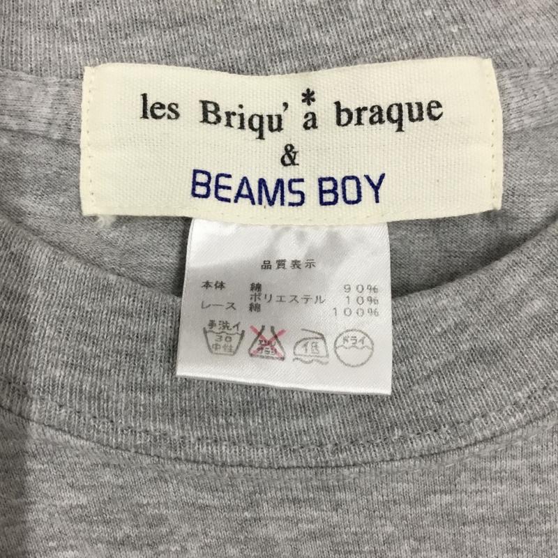 ビームスボーイ BEAMS BOY カットソー 半袖 les Briqu a braque 袖レース ショートスリーブ リメイク 無地 灰 / グレー / X 白 / ホワイト / レディース USED 古着 中古 10118210