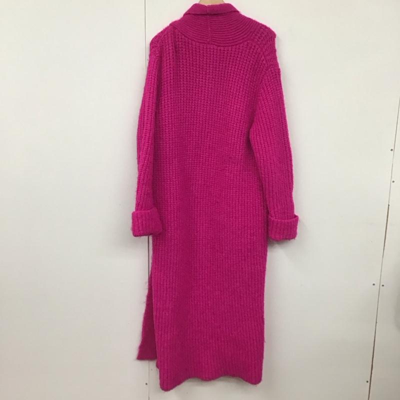 ザラ ZARA カーディガン 長袖 ニットカーディガン ロング M 無地 桃 / ピンク / レディース USED 古着 中古 10130511
