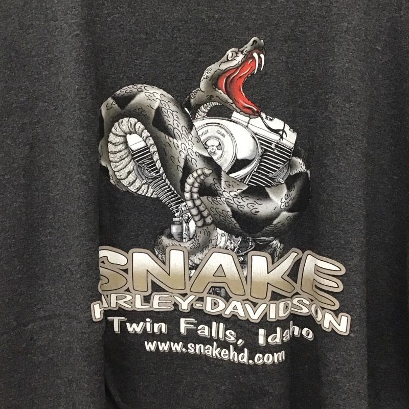 ハーレーダビッドソン Harley-Davidson タンクトップ タンクトップ ノースリーブカットソー プリントTシャツ クルーネックカットソー タンクトップ プリント 灰 / グレー / メンズ USED 古着 中古 10131497