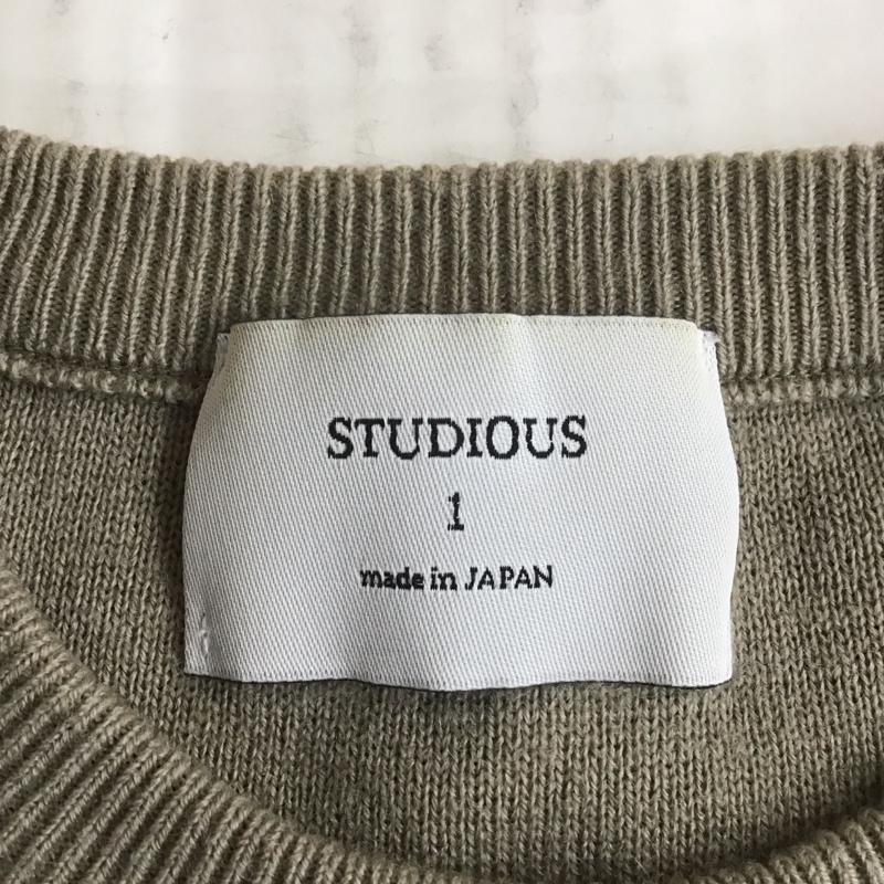 ステュディオス STUDIOUS ニット、セーター 長袖 107430006 ランダムペイントミラノリブ 長袖ニット リブニット セーター クルーネック 1 総柄 ベージュ / ベージュ / メンズ USED 古着 中古 10107792