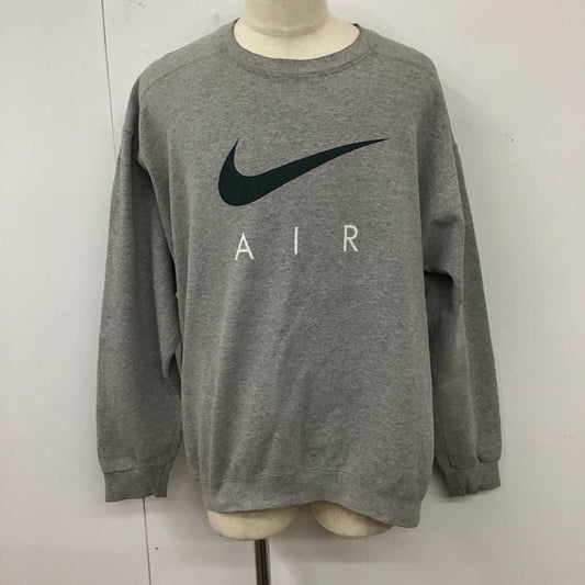 ナイキ NIKE トレーナー 長袖 長袖トレーナー スウェット クルーネック リブスウェットカットソー L ロゴ、文字 灰 / グレー /  メンズ USED 古着 中古 10120617