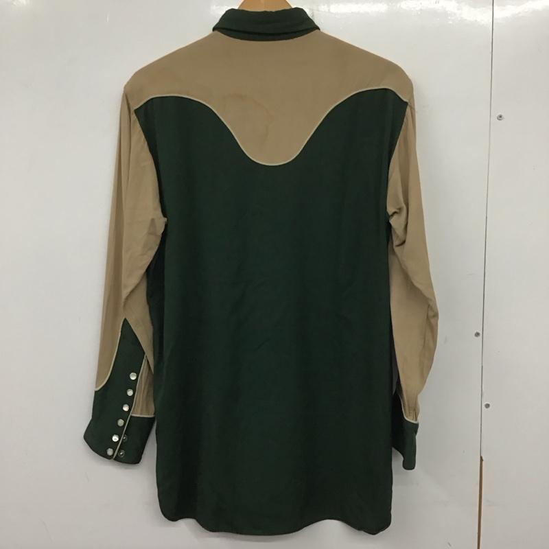 リーバイス Levi s シャツ、ブラウス 長袖 50s ショートホーン ウエスタンシャツ ヴィンテージ 古着 無地 緑 / グリーン / X ベージュ / ベージュ / メンズ USED 古着 中古 10139034