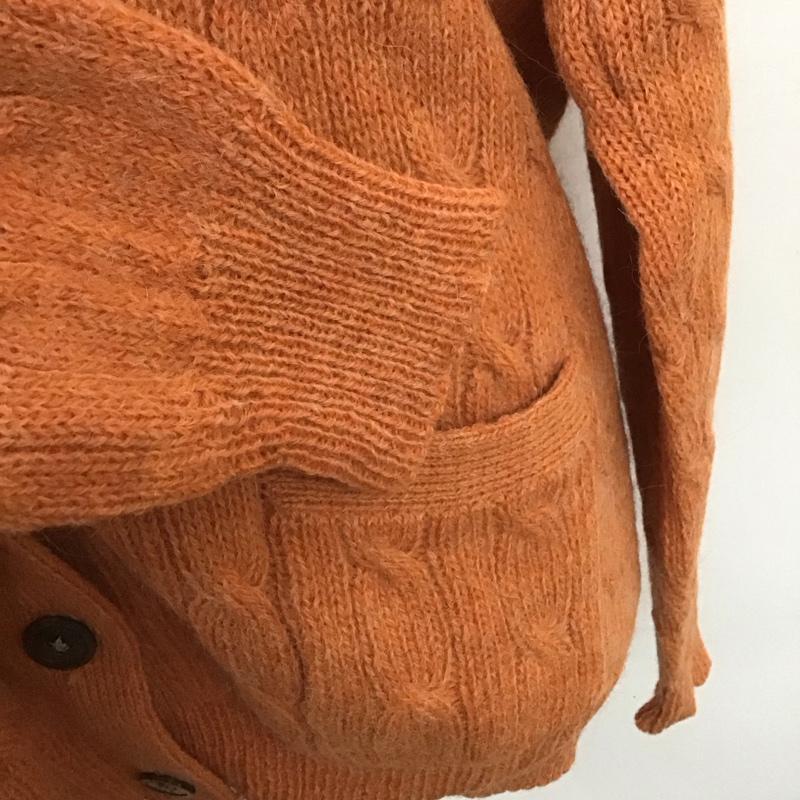 ラルフローレン RALPHLAUREN カーディガン 長袖 Vネック ウール ケーブル編み M ワンポイント 橙 / オレンジ / レディース USED 古着 中古 10107553