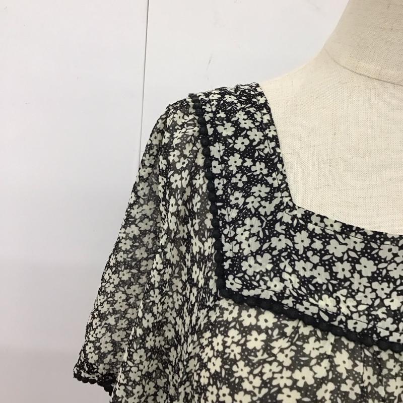 ページボーイ PAGEBOY ワンピース ミニスカート チュニック ドロスト M 花柄 黒 / ブラック / X ベージュ / ベージュ / レディース USED 古着 中古 10114071