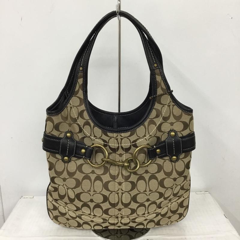 コーチ COACH トートバッグ トートバッグ 11280 シグネチャー 総柄 ベージュ / ベージュ / X 黒 / ブラック / レディース USED 古着 中古 10109901