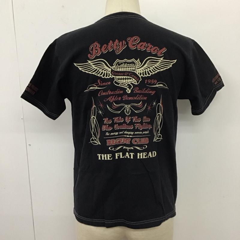 フラットヘッド The Flat Head Tシャツ 半袖 半袖カットソー プリントTシャツ クルーネックカットソー 40 プリント 黒 / ブラック /  メンズ USED 古着 中古 10111647