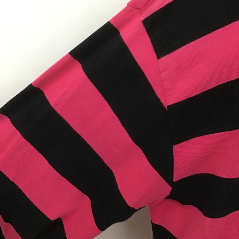 アベイシングエイプ A BATHING APE ポロシャツ 長袖 BABY MILO XXL ボーダー柄 黒 / ブラック / X 桃 / ピンク / メンズ USED 古着 中古 10105703