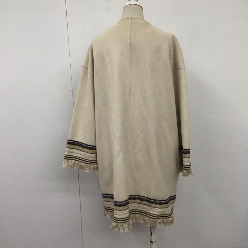 ザラ ZARA ジャケット、上着 ジャケット、ブレザー 3046 134 710 コントラスト フェイクスエードジャケット ノーカラー フリンジ S 刺繍 ベージュ / ベージュ / レディース USED 古着 中古 10108580