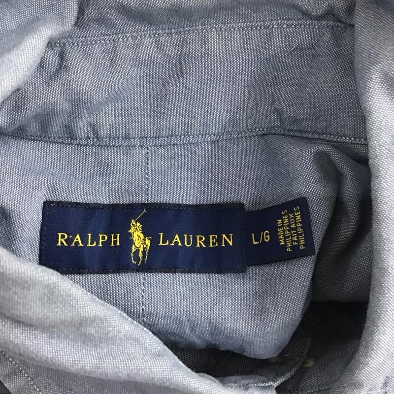 ラルフローレン RALPHLAUREN シャツ、ブラウス 半袖 半袖シャツ カラーシャツ 半袖カットソー ボタンダウンシャツ L ロゴ、文字 水色 / ライトブルー / メンズ USED 古着 中古 10107013