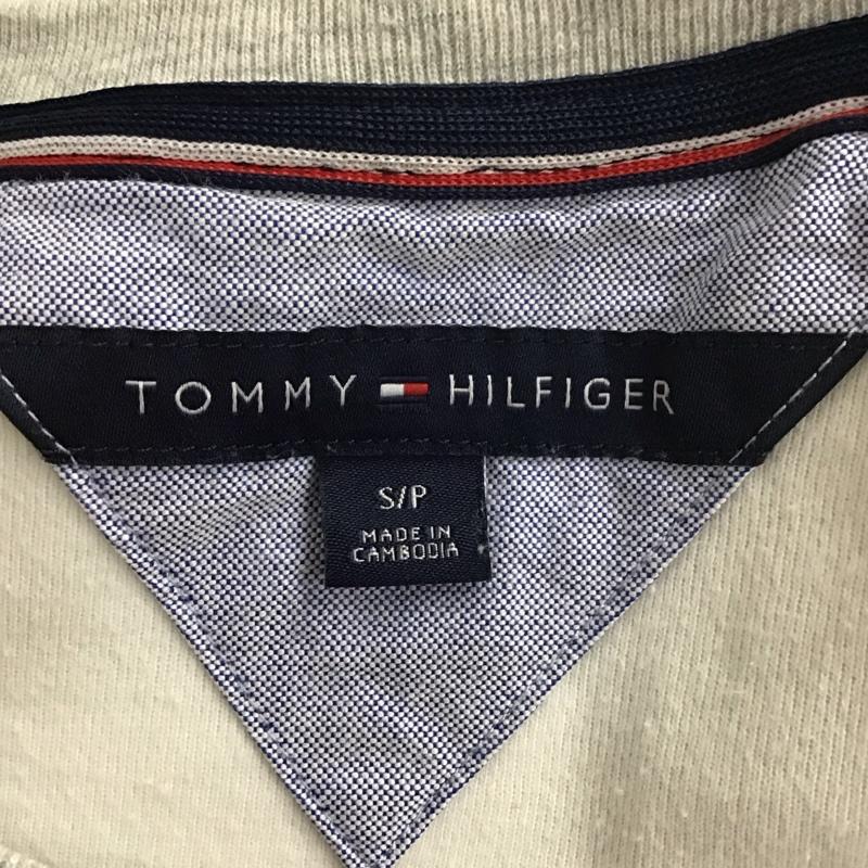 トミーヒルフィガー TOMMY HILFIGER カットソー 長袖 0149470 ラグランスリーブ S ワンポイント 灰 / グレー / X 白 / ホワイト /  メンズ USED 古着 中古 10110852
