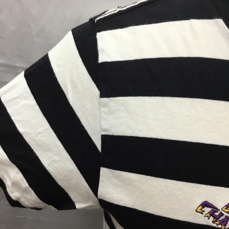 ヒステリックグラマー HYSTERIC GLAMOUR Tシャツ 半袖 半袖カットソー プリントTシャツ クルーネックカットソー S ボーダー柄 白 / ホワイト / X 黒 / ブラック /  メンズ USED 古着 中古 10112324