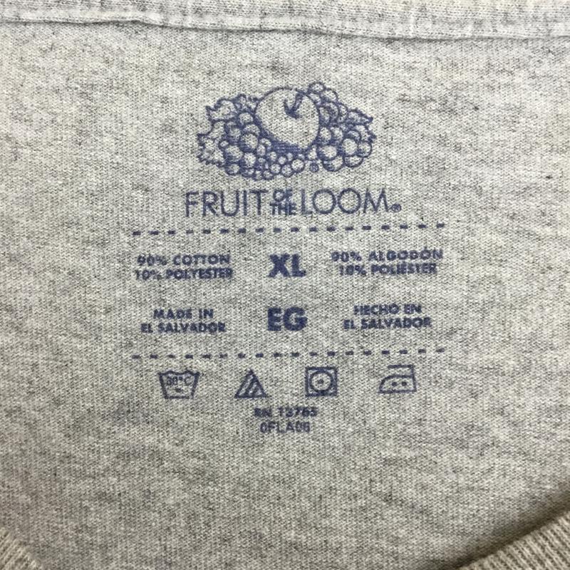 フルーツオブザルーム FRUIT OF THE LOOM カットソー 長袖 XL プリント 灰 / グレー / メンズ USED 古着 中古 10134789