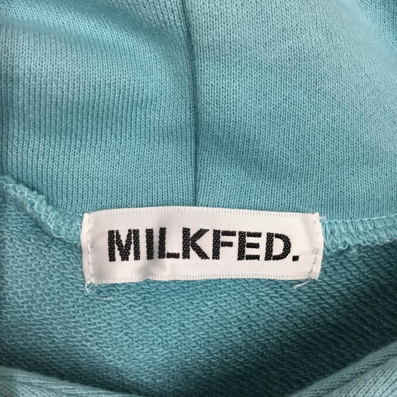 ミルクフェド MILKFED. パーカー 長袖 長袖パーカー フード付きパーカー プリントスウェット トレーナー ロゴ、文字 水色 / ライトブルー / レディース USED 古着 中古 10112237