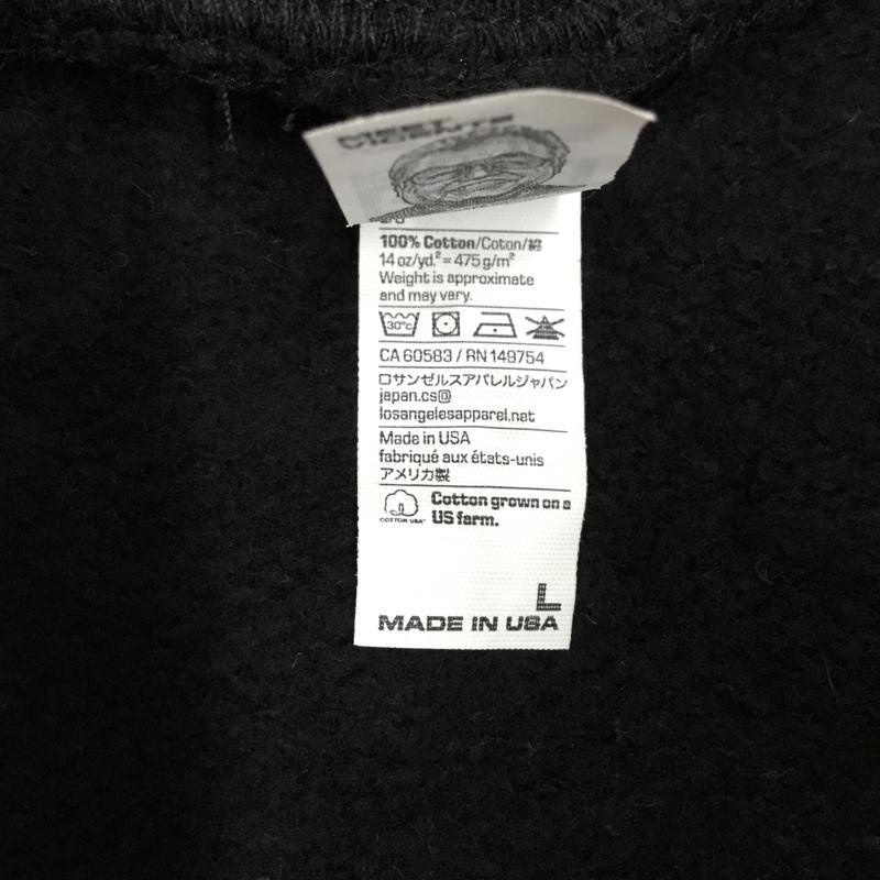 ロサンゼルスアパレル LOS ANGELES APPAREL パーカー 長袖 裏起毛 プルオーバー スウェット L 無地 黒 / ブラック / メンズ USED 古着 中古 10117201