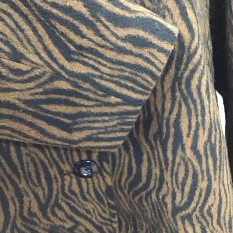 スライ SLY コート コート一般 030EAR30-6410 SOUTIEN COLLAR COAT FREE アニマル柄 茶 / ブラウン / X 黒 / ブラック / レディース USED 古着 中古 10119633