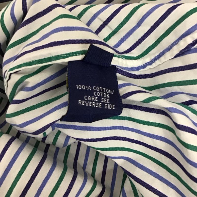 ラルフローレン RALPHLAUREN シャツ、ブラウス 長袖 POLO GOLF SLIM FIT ストライプ ワンポイント 白 / ホワイト / X 緑 / グリーン / X 紺 / ネイビー / X 水色 / ライトブルー / レディース USED 古着 中古 10114640