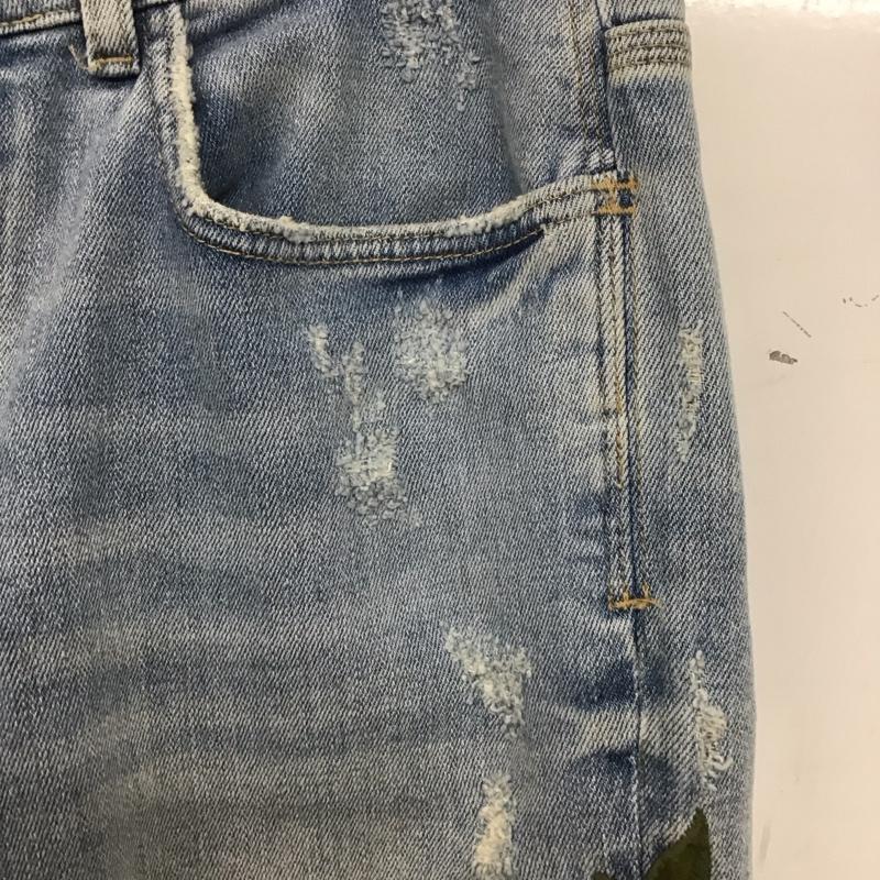ザラ ZARA パンツ デニム、ジーンズ 6045 467 406 バラ 刺繍 ダメージ加工 水色 / ライトブルー / メンズ USED 古着 中古 10139605