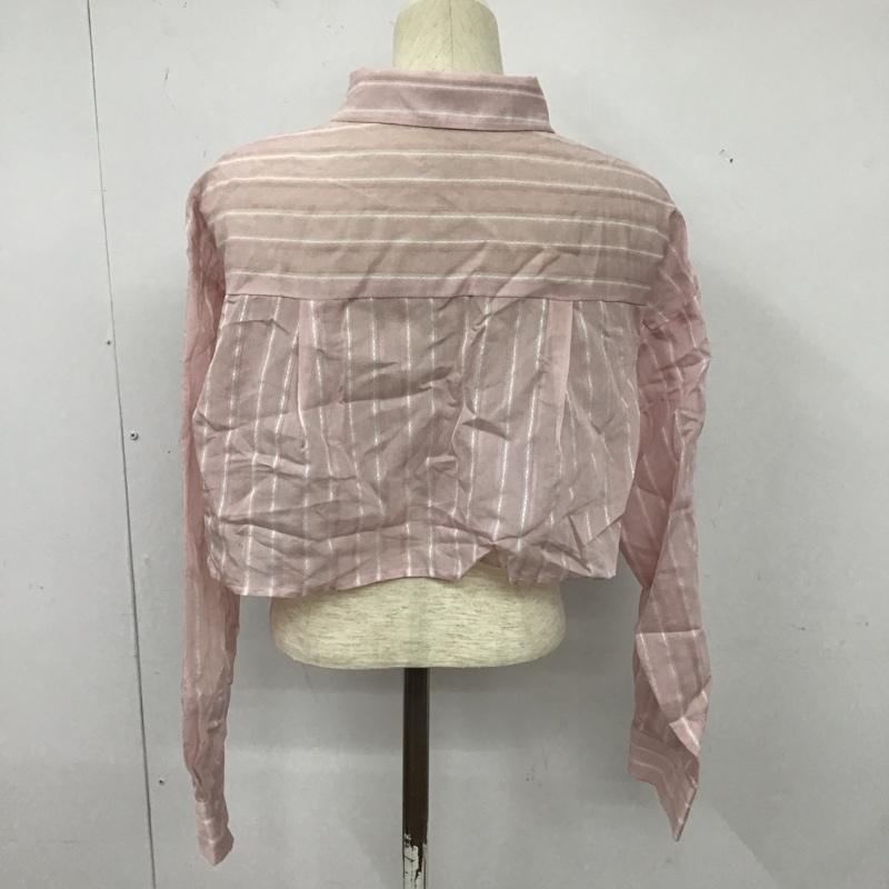 アルシーヴ archives シャツ、ブラウス 長袖 長袖シャツ ストライプシャツ カラーシャツ ショート丈シャツ M ストライプ 桃 / ピンク / レディース USED 古着 中古 10125264