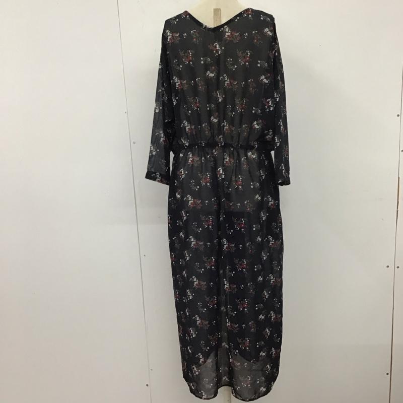 ローリーズファーム LOWRYS FARM ワンピース ロングスカート nl717003tk シフォンロングワンピース フレアスカート 前開シャツワンピース M 花柄 紺 / ネイビー / レディース USED 古着 中古 10111518
