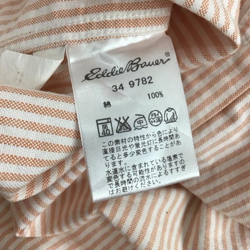 エディーバウアー Eddie Bauer シャツ、ブラウス 半袖 半袖シャツ カラーシャツ カジュアルシャツ ストライプシャツ S ストライプ 橙 / オレンジ / メンズ USED 古着 中古 10111126