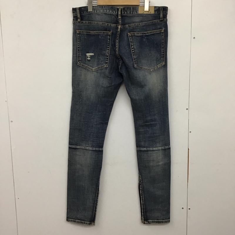 ミニマル mnml パンツ デニム、ジーンズ デニムパンツ スリムパンツ カジュアルパンツ ストレッチパンツ 34 ダメージ加工 インディゴ / インディゴ / メンズ USED 古着 中古 10136572