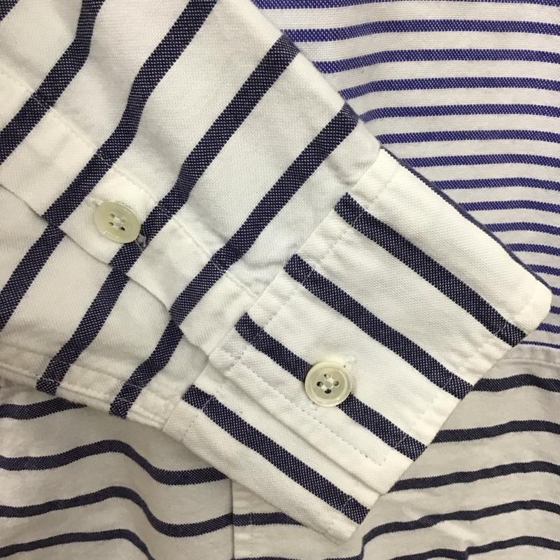 ウィズリミテッド WHIZ LIMITED シャツ、ブラウス 長袖 長袖シャツ カラーシャツ ポケットシャツ 長袖カットソー ボーダーシャツ 4L ボーダー柄 白 / ホワイト / X 青 / ブルー /  メンズ USED 古着 中古 10111743