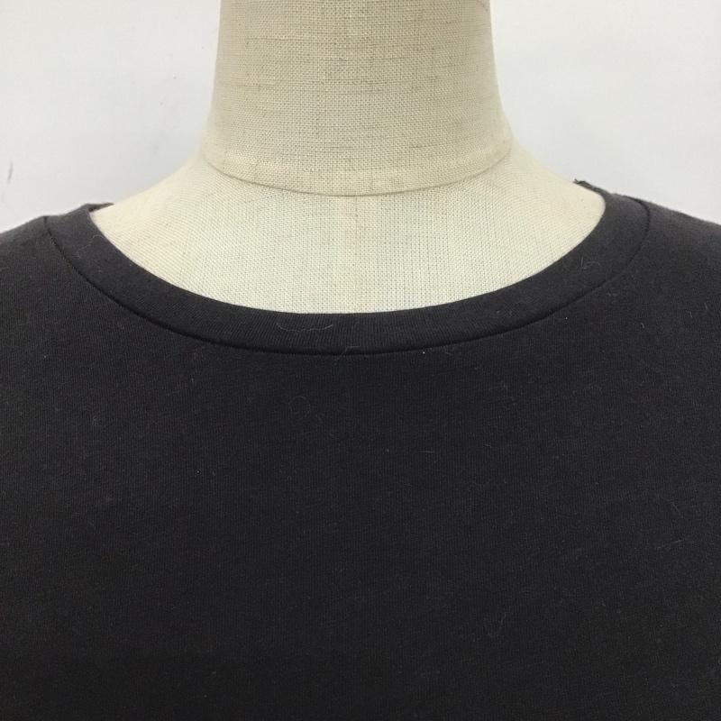 ザラ ZARA カットソー 半袖 半袖カットソー クルーネックカットソー 袖レース ショート丈 M 無地 黒 / ブラック /  レディース USED 古着 中古 10109182