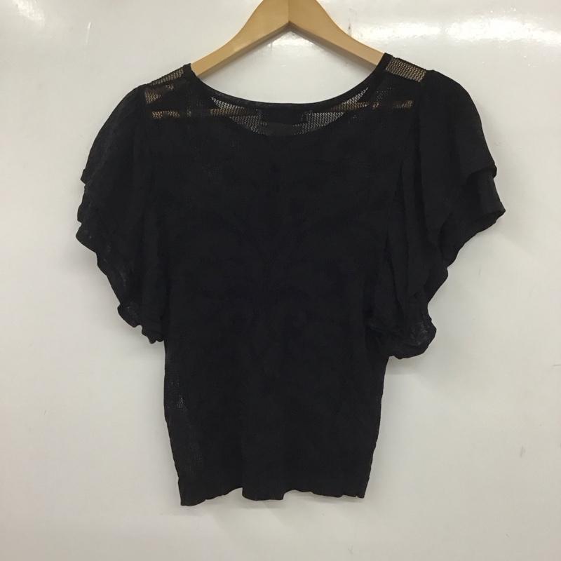 ザラ ZARA カットソー 半袖 L 無地 黒 / ブラック / レディース USED 古着 中古 10136479