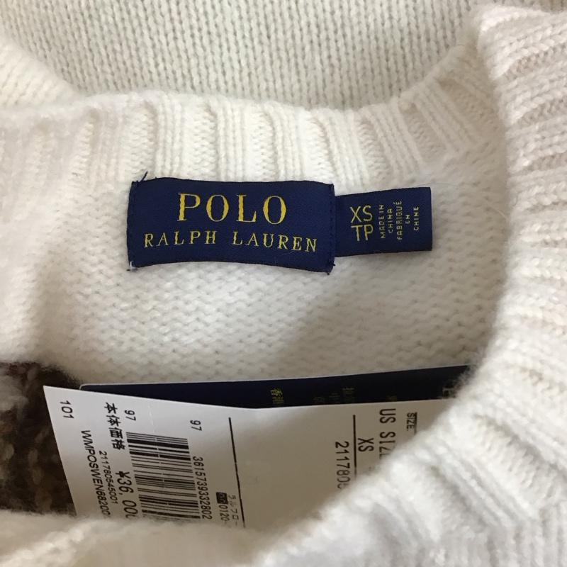 ポロラルフローレン POLO RALPH LAUREN ニット、セーター 長袖 長袖ニットカットソー ニット セーター クルーネックニット XS ロゴ、文字 白 / ホワイト /  レディース USED 古着 中古 10113758