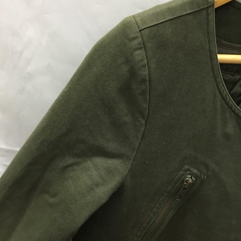 スピック&スパン Spick & Span ジャケット、上着 ジャケット、ブレザー ジップアップジャケット ジャンパー ノーカラージャケット カジュアルジャケット アウター 36 無地 カーキ / カーキ / レディース USED 古着 中古 10108290