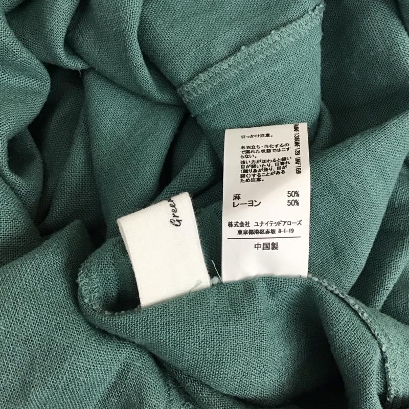 グリーンレーベルリラクシング green label relaxing ワンピース ロングスカート 3626-199-2801 ブリーズリネンワンピース ポケット付き Vネック 無地 緑 / グリーン / レディース USED 古着 中古 10115510