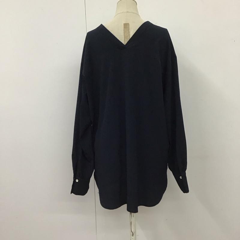 アダムエロペ ADAM ET ROPE シャツ、ブラウス 長袖 GAH-50010-A バックVネックブラウス FREE 無地 紺 / ネイビー / レディース USED 古着 中古 10116316