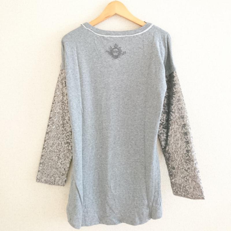 パラスコ PARASUCO Tシャツ 長袖 S 無地 X 刺繍 灰 / グレー / メンズ USED 古着 中古 10002098