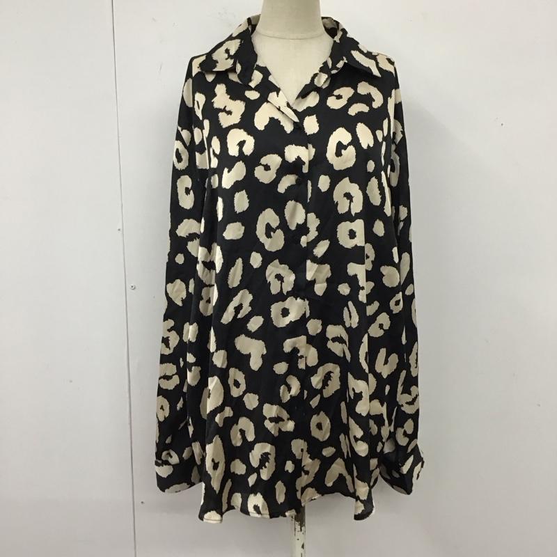 ザラ ZARA シャツ、ブラウス 長袖 8371 288 085 ZARA M ヒョウ柄・レオパード柄 黒 / ブラック / X ベージュ / ベージュ / レディース USED 古着 中古 10120065